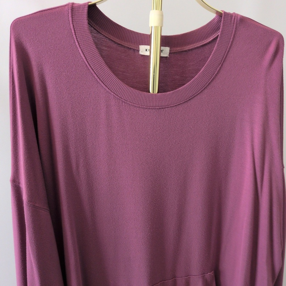 Kinesis Pullover Sweatshirt Women 3X Purple Thumbhole Kangaroo Pocket Side Slit - Picture 5 of 12